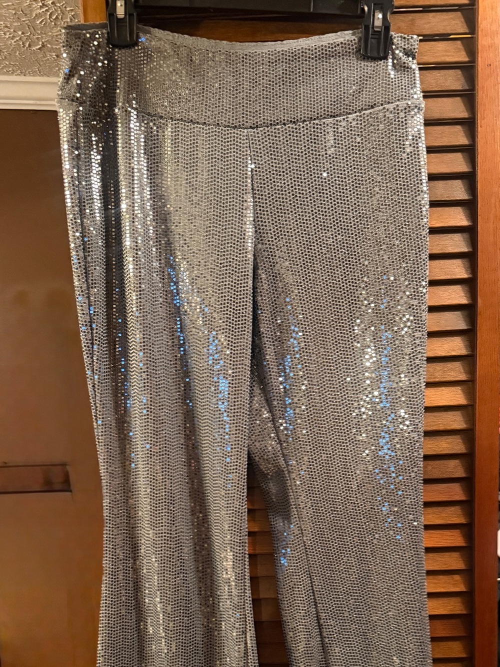 No Boundaries Silver Sequin Wide-Leg Pants